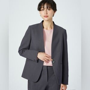PLST Gray Blazer Notched Lapels and Tailored Fit Suit Jacket
